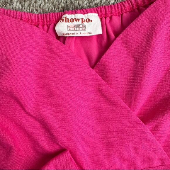 Showpo. Women’s Pink Ruffle Mini dress with Balloon Puff Sleeves size 2 - Picture 4 of 9